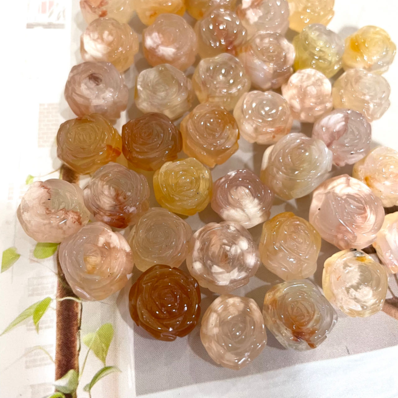 10 Counts Flower Agate Rose Crystal Healing Crystal Home Decoration From IG Crystal