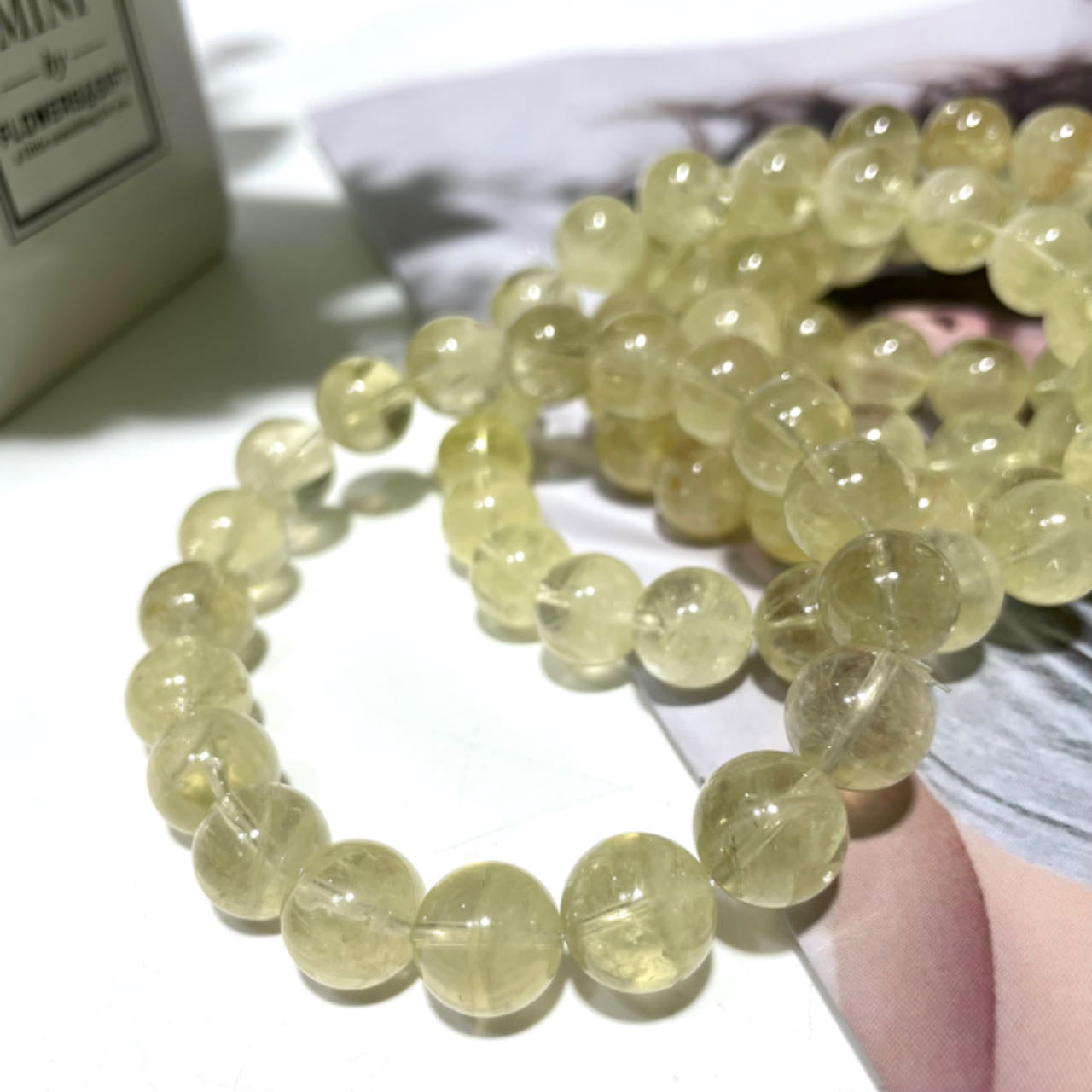2 Counts 11mm Natural Lemon Quartz Gemstone, Beaded Stretchable Unisex Bracelet, Stretch Jewelry for Men Women, Handmade, Bohemian, Birthstone Chakra Stones, Worry Healing Bracelets From IG Crystal