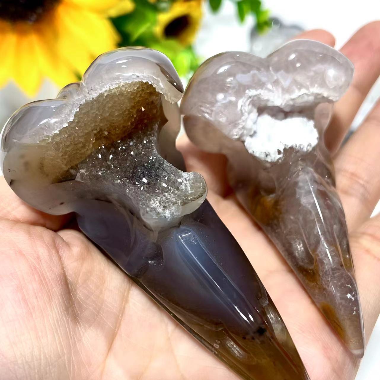 3 Counts Crow's Head Geode Crystal Carvings Natural Stone Gem Mining Chakra Balancing Reiki Healing Crystal Mystery Crystal Display Crystal Shopping Online Home Office Decor From IG Crystal