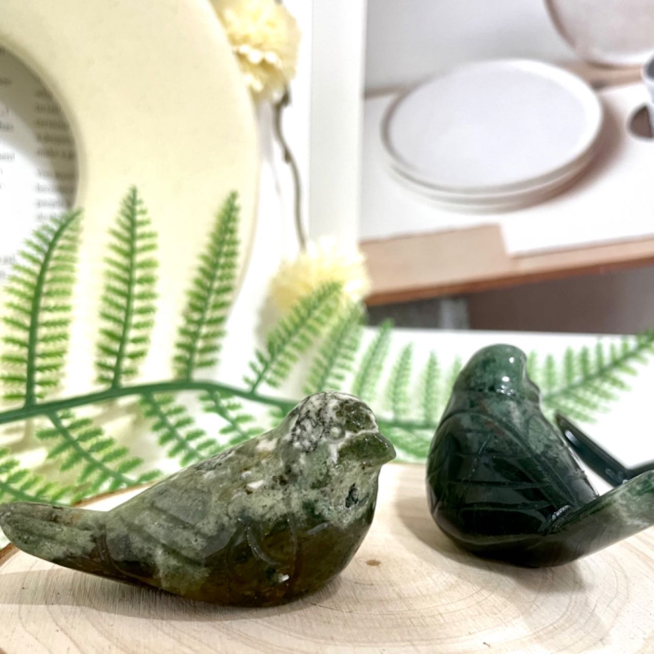 Ocean Jasper Bird Crystal Carving 2 counts Healing Stone Home Decoration From IG Crystal