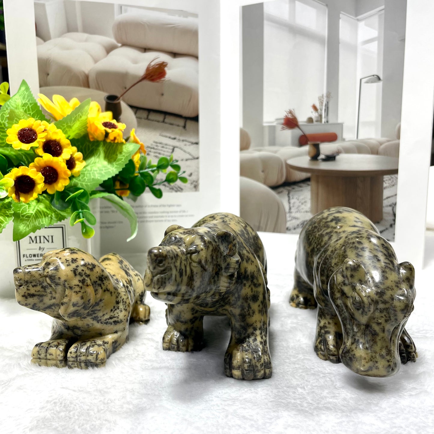 1 Count Floriated Jasper Animals Crystal Carvings Bear Hippo Dog Carvings Healing Stones Natural Stone Chakra Balancing Reiki Home Office Decor From IG Crystal