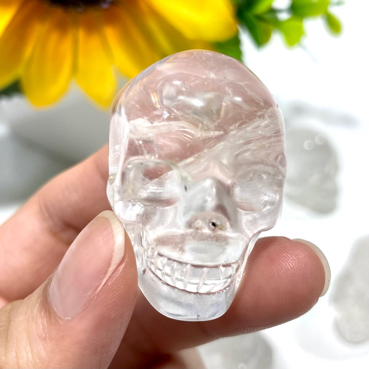 4 Counts Clear Quartz Small Skull Crystal Healing Crystal Home Decoration From IG Crystal