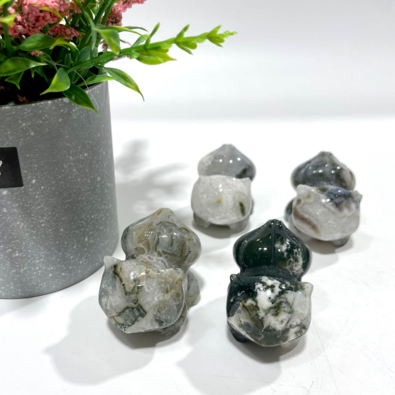 2 Counts Moss Agate Bulbasaur Crystal 2 Inches Natural Gemstone Semi Precious Healing Crystals Enhance Positive Energy Home Decoration From IG Crystal