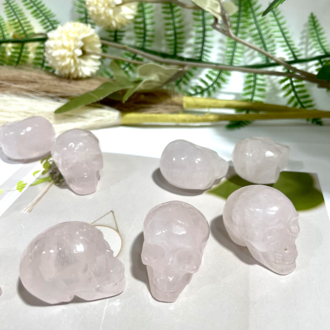 6 Counts Rose Quartz Skull Crystal Healing Crystal Home Decoration From IG Crystal
