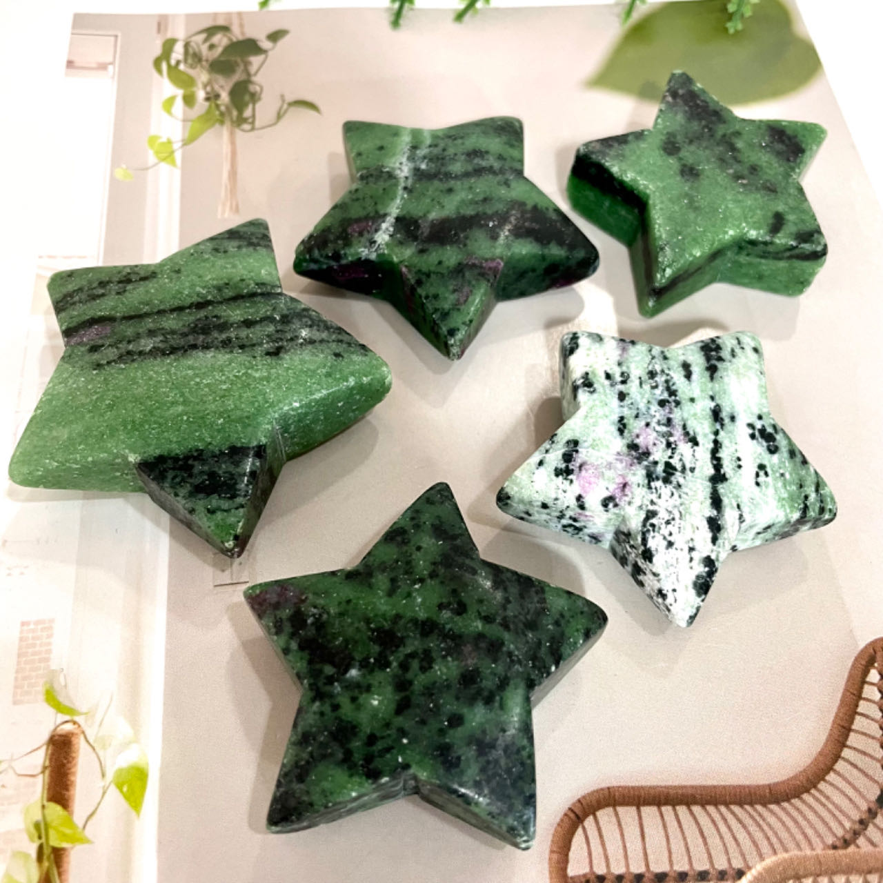 8 Counts Epidote Crystal Star Heart Shaped Crystal Healing Crystal Home Decoration From IG Crystal