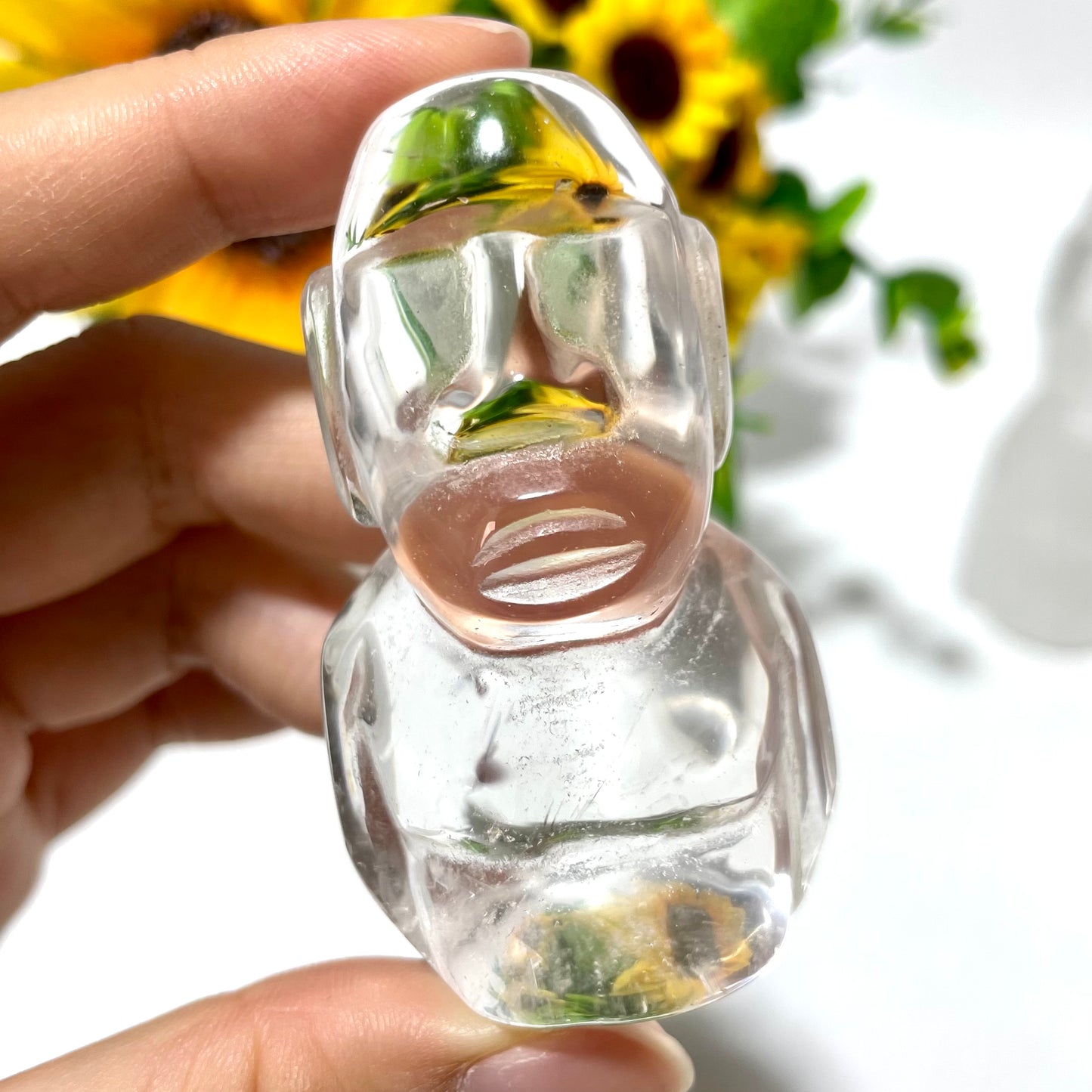 2 Counts 300~350G Clear Quartz Moai Crystal Carving Natural Stone Gem Mining Chakra Balancing Reiki Healing Crystal Mystery Crystal Display Crystal Shopping Online Home Office Decor From IG Crystal
