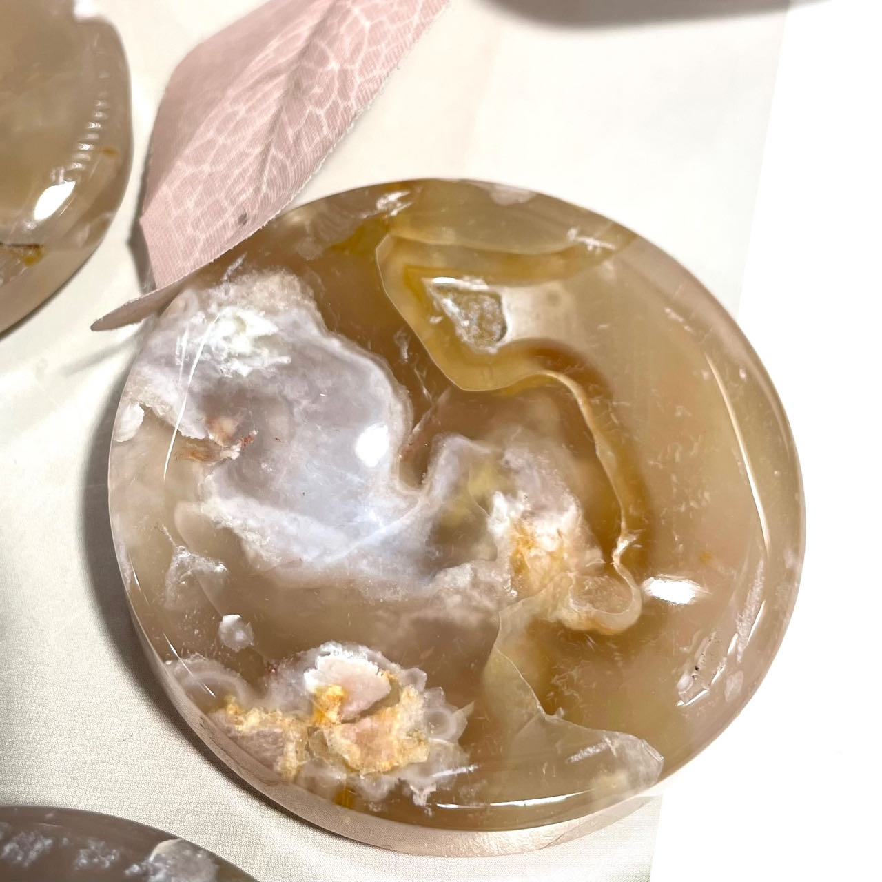 4~6 Counts Small Pink Flower Agate Bowl Healing Stone Home Decoration From IG Crystal