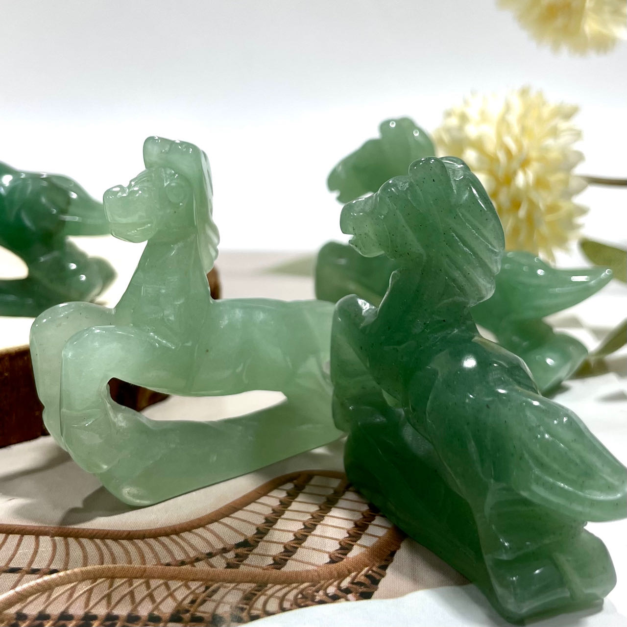 2 Counts Green Aventurine Horse Crystal Healing Crystal Home Decoration From IG Crystal