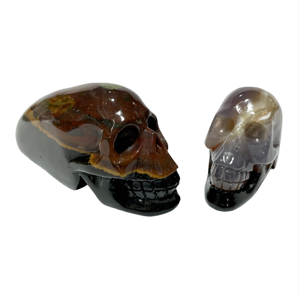India Agate Skull Crystal Carving Natural Stone Gem Mining Chakra Balancing Reiki Healing Crystal Mystery Crystal Display Crystal Shopping Online Home Office Decor From IG Crystal