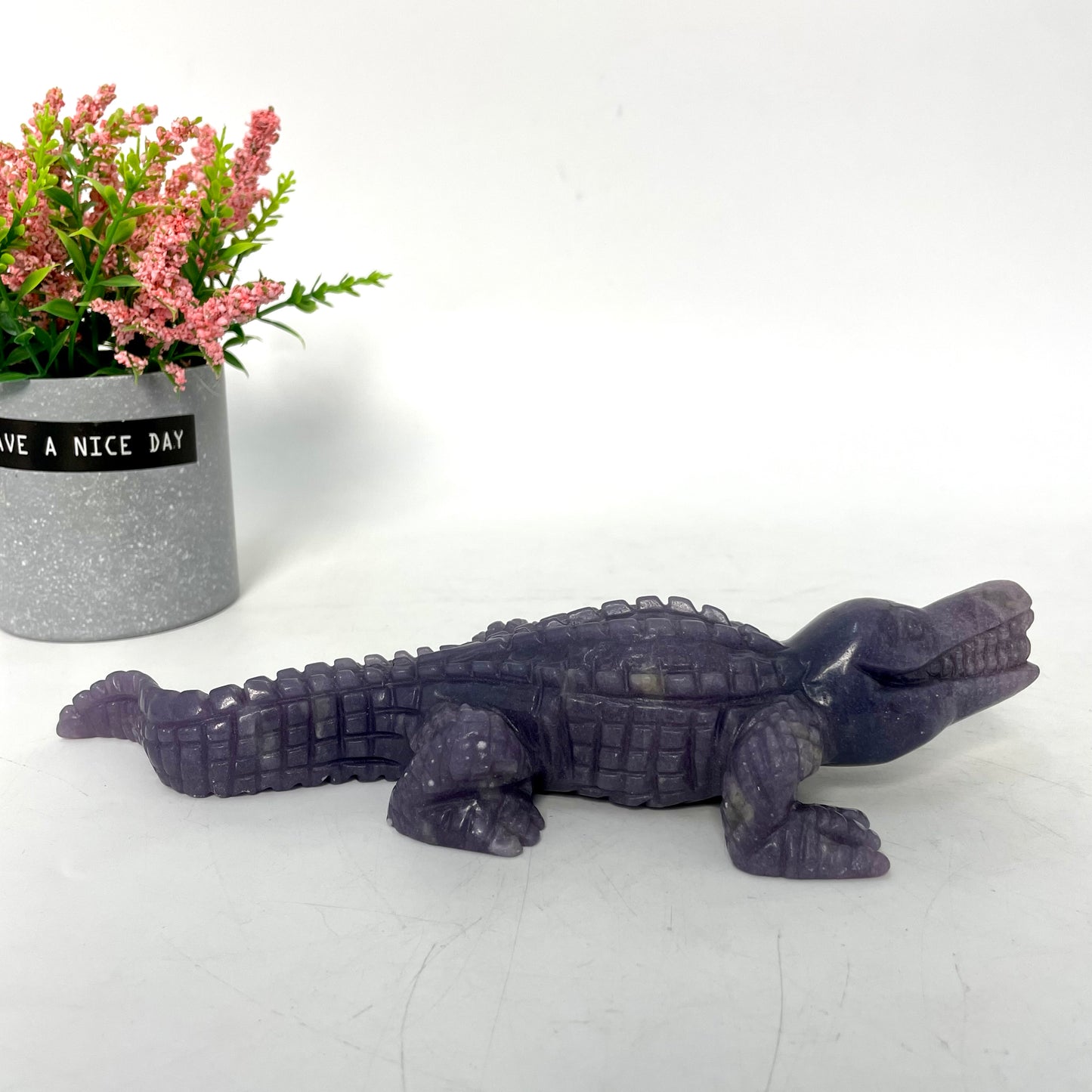 1 Count Purple Aventurine Crocodile Crystal Carving Healing Stones Natural Stone Chakra Balancing Reiki Home Office Decor From IG Crystal
