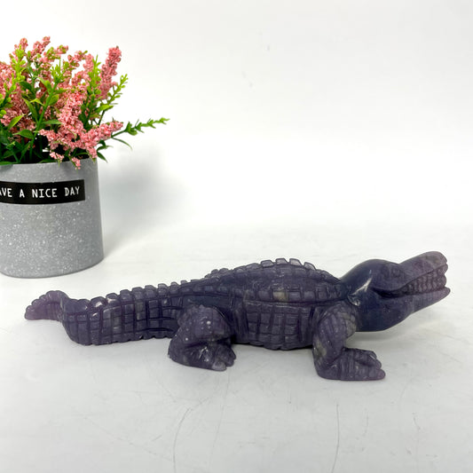 1 Count Purple Aventurine Crocodile Crystal Carving Healing Stones Natural Stone Chakra Balancing Reiki Home Office Decor From IG Crystal