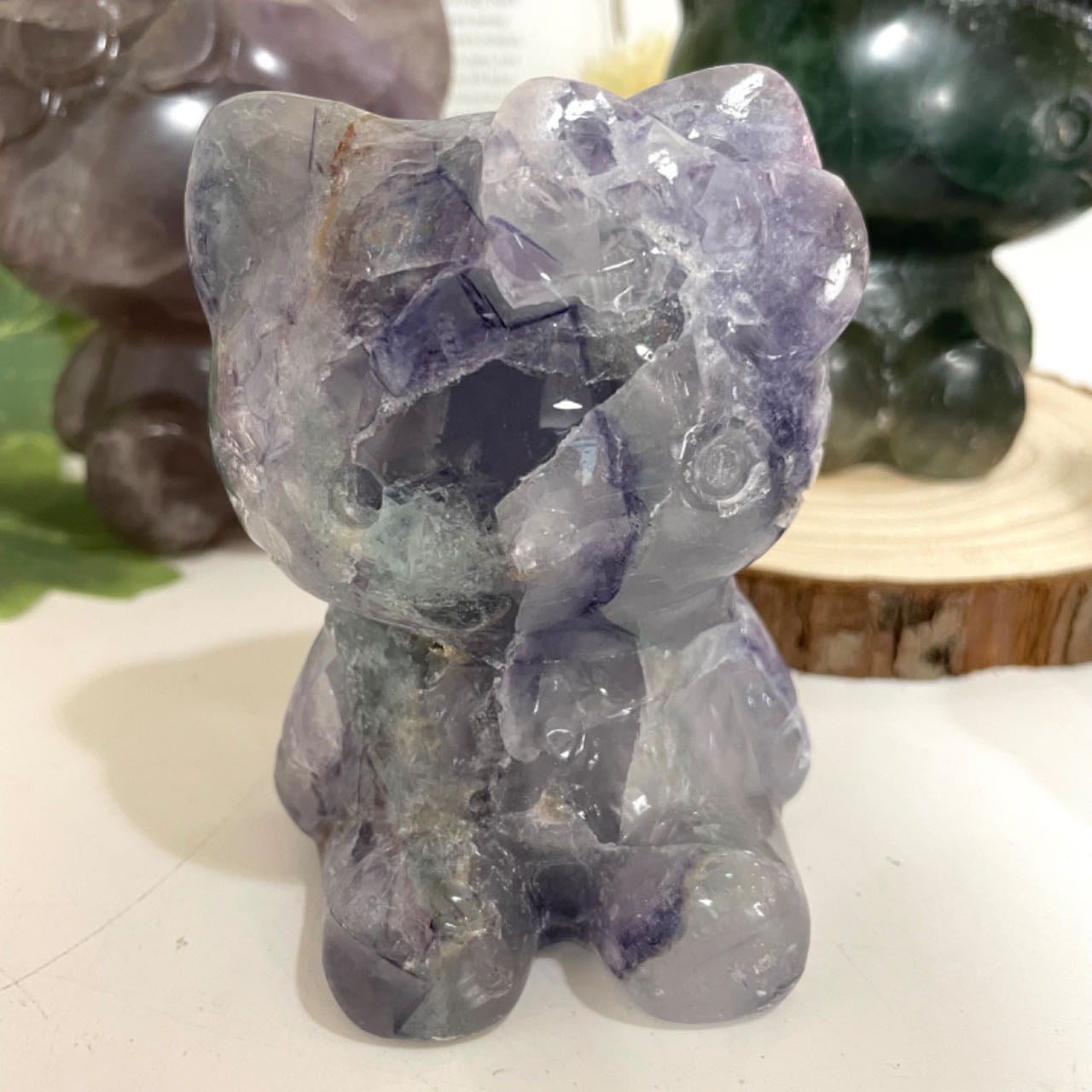 Stochastic 1PCS HK Hand-Carved Natural Flourite Amethyst Crystal Statue From IG Crystal