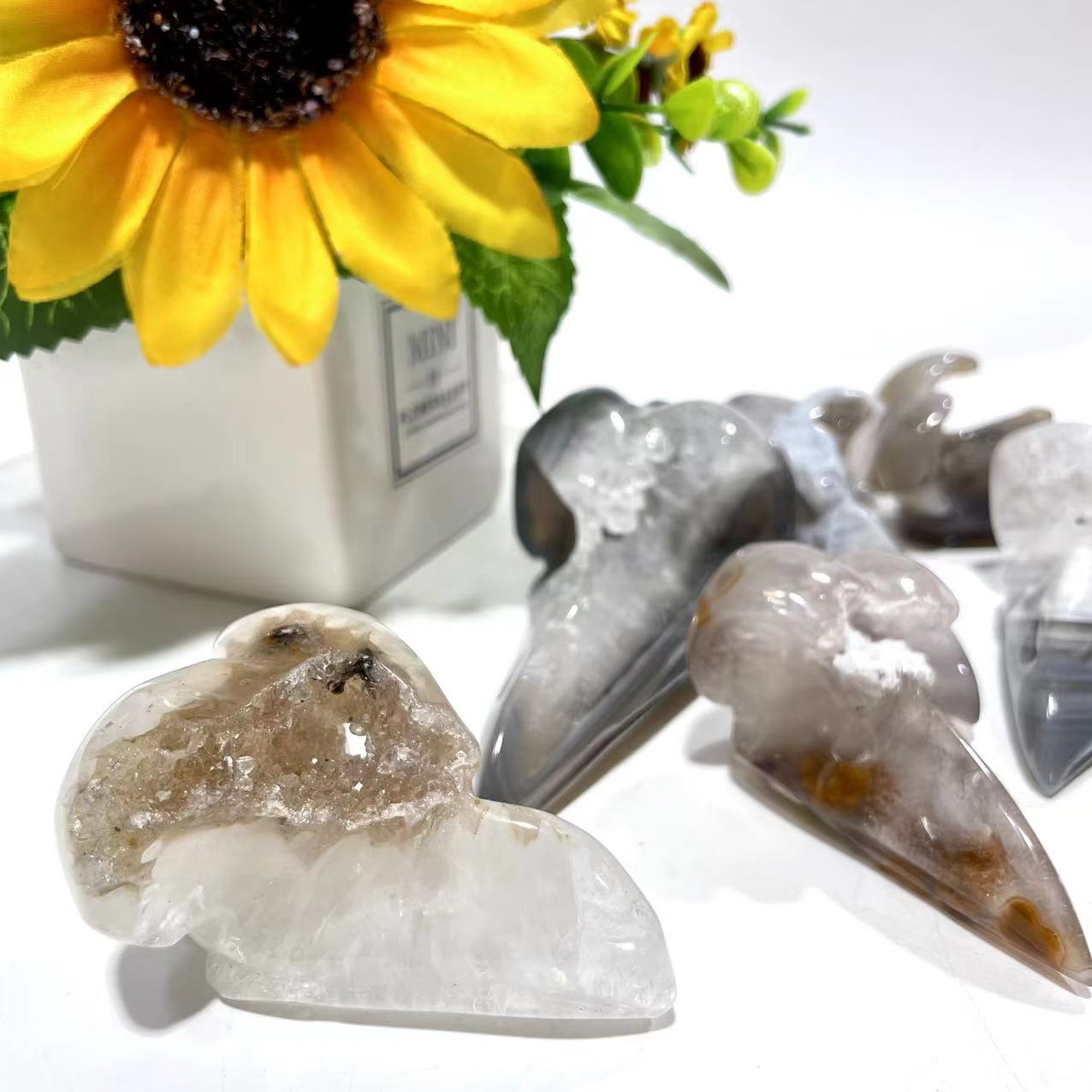 3 Counts Crow's Head Geode Crystal Carvings Natural Stone Gem Mining Chakra Balancing Reiki Healing Crystal Mystery Crystal Display Crystal Shopping Online Home Office Decor From IG Crystal