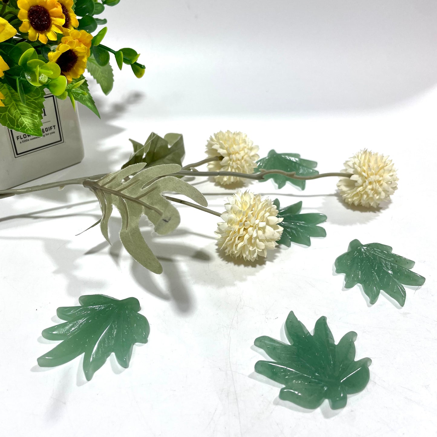 9 Counts Green Aventurine Leaf Crystal Carving Healing Stones Natural Stone Chakra Balancing Reiki Home Office Decor From IG Crystal