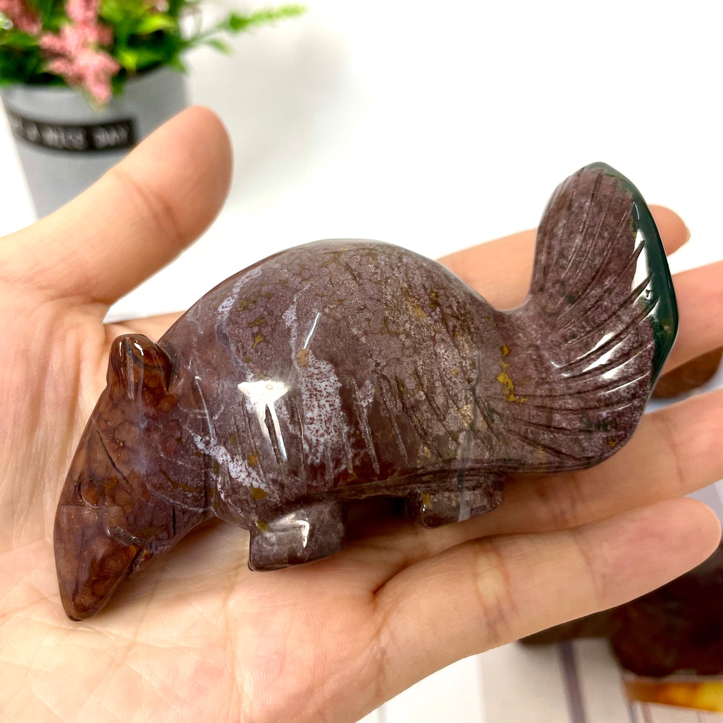 1 Count Ocean Jasper Tapir Crystal Carving Healing Stones Natural Stone Chakra Balancing Reiki Home Office Decor From IG Crystal
