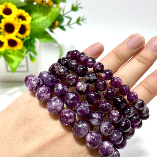 2 Counts Purple Mika Crystal Bracelet 7~11mm Energy Healing Crystals Jewelry for Women DIY Bracelet From IG Crystal