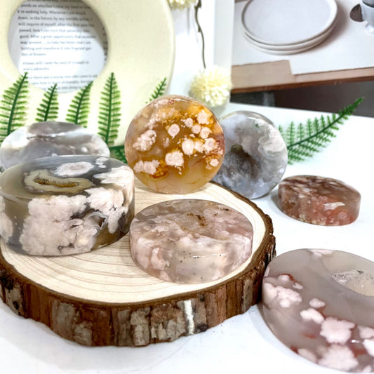 Pink Flower Agate Round Stone Stochastic 3~5 Counts Healing Stone Home Decoration From IG Crystal