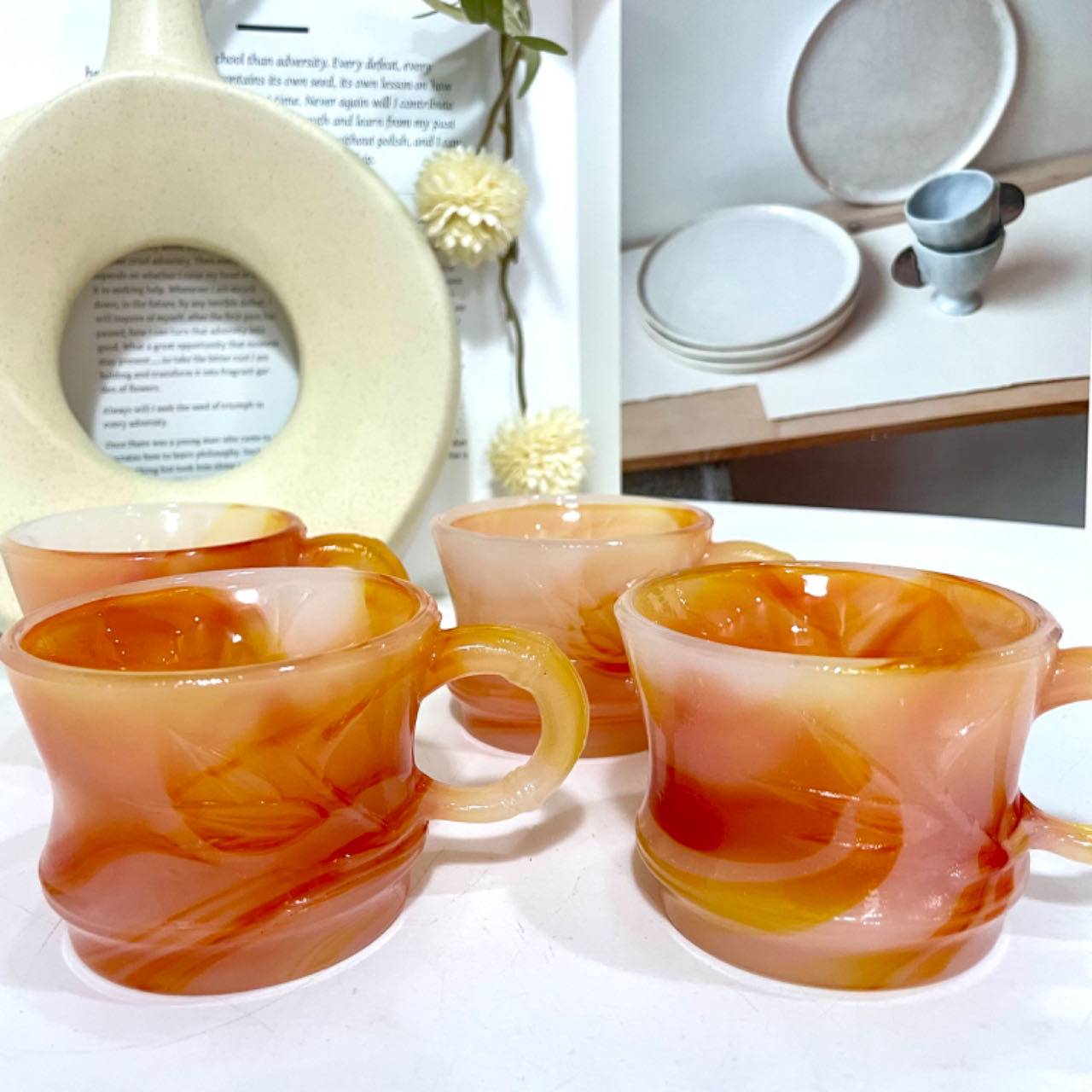 Red Fire Quartz Cups 4 Counts Set Drinking Cup Kitchen Supplies Healing Stone Home Decoration From IG Crystal
