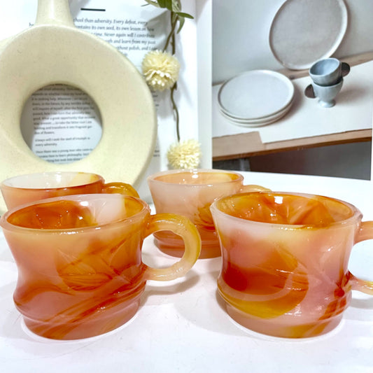 Red Fire Quartz Cups 4 Counts Set Drinking Cup Kitchen Supplies Healing Stone Home Decoration From IG Crystal
