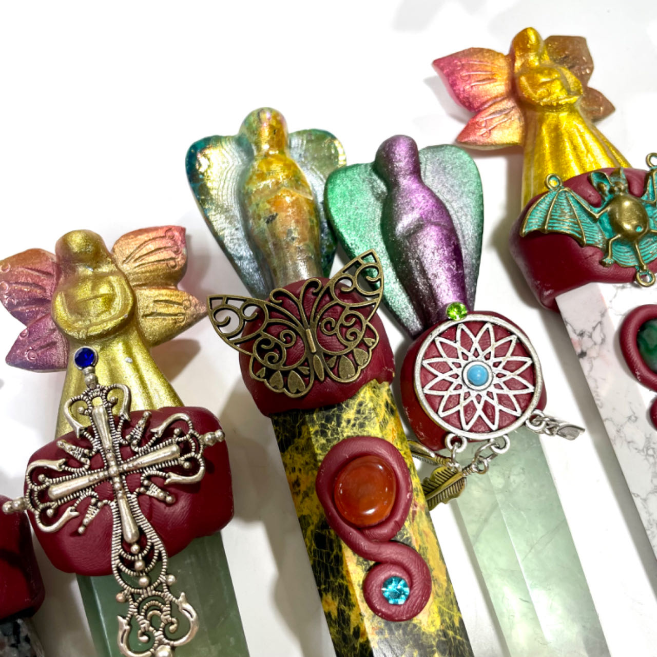 1 Count Different Maerail Magic Wands Flower Fairy High Quality Natural Flourite Citrine Apatite Amethyst Rose Quartz From IG Crystal