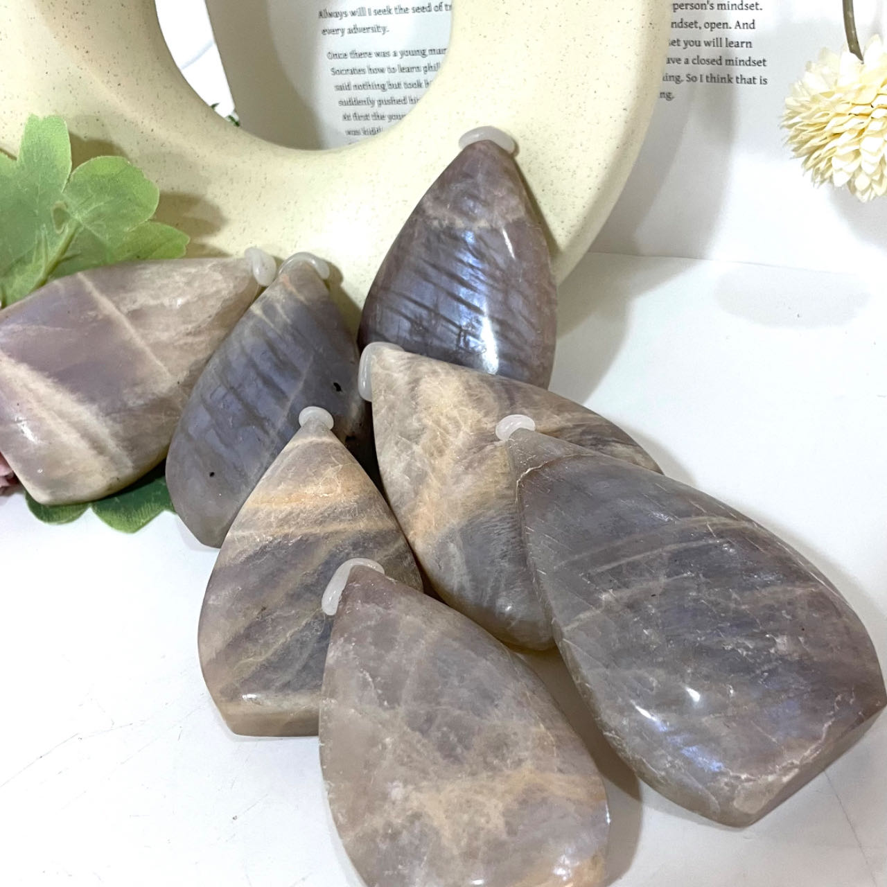 2~3 Counts Peach Moonstone Water Drop Crystal Reiki Crytsal Healing Home Decor From IG Crystal