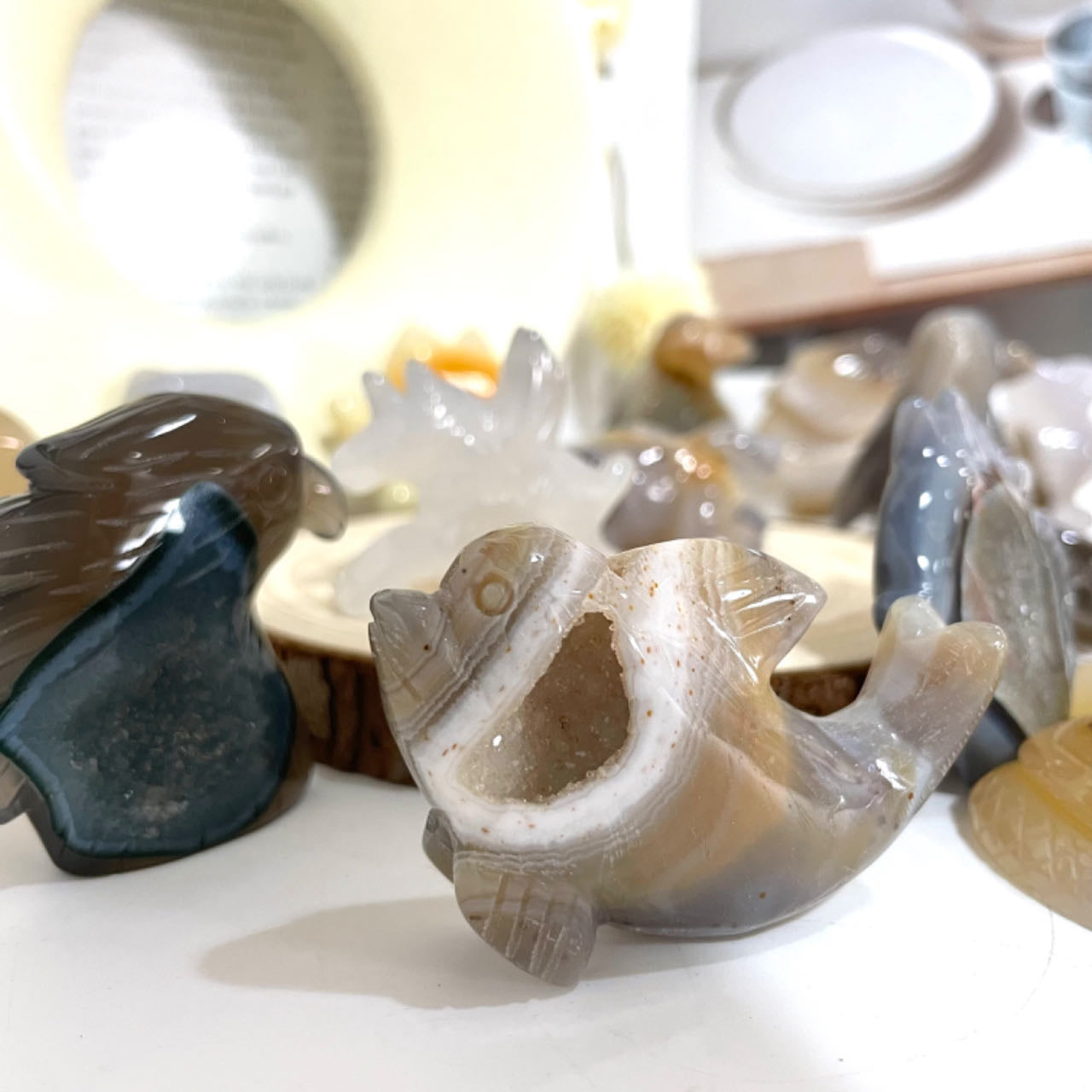 Animals Druzy Natural Raw Geode Agate Penguin Dolphin Horse Owl Fish Turtle Dinosaur Unicorn Fox Frog Eagle Snail Healing Stone Home Decoration From IG Crystal