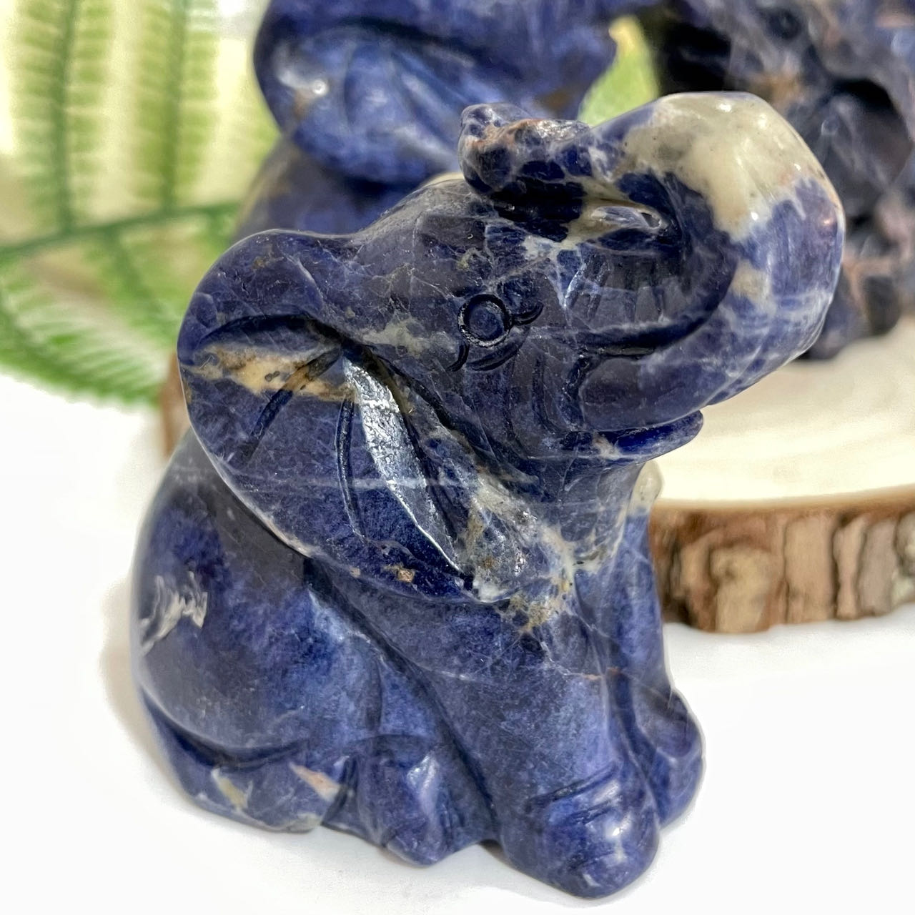 Sodalite Elephant Carving 1 count Healing Stone Home Decoration From IG Crystal
