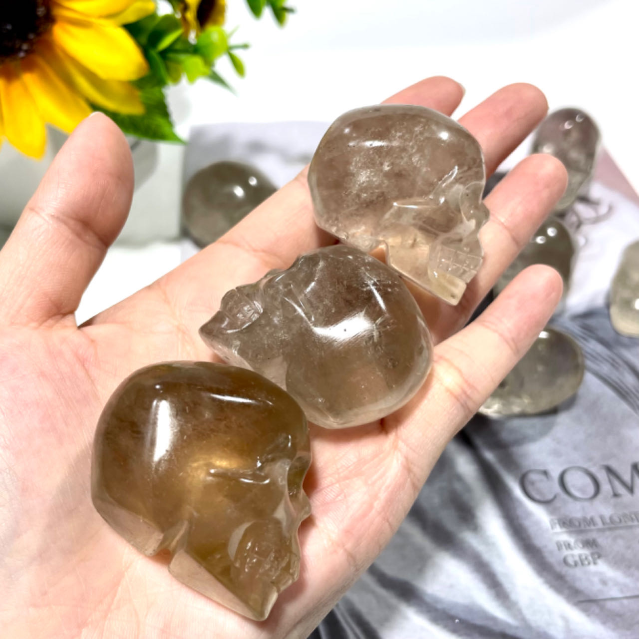 2~4 Counts Tea-coloured Citrine Small Skull Crystal Healing Crystal Home Decoration From IG Crystal