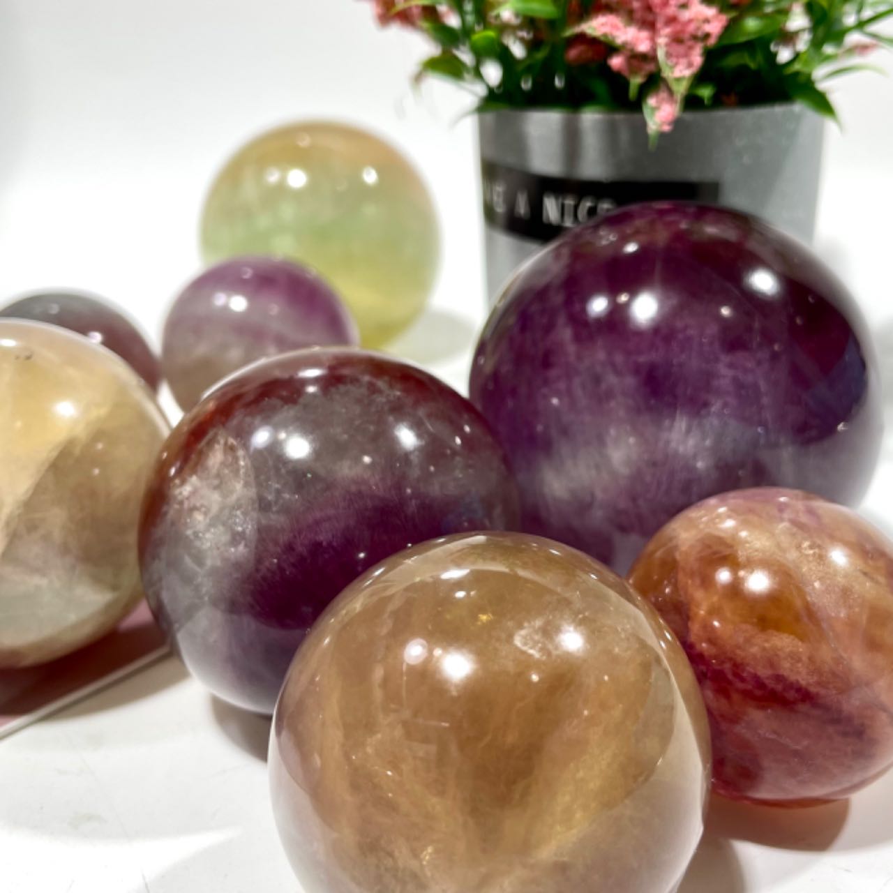 Candy Fluorite Balls 4~7CM Large Crystals Sphere Decorative Ball Meditation Witchcraft Healing Stone Home Decoration From IG Crystal