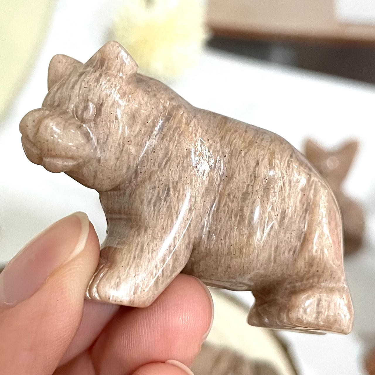 Peach Moonstone Animals Crystal Frog Wolf Flower Fairy Dog Fish Chicken Dinosaur Seal Bear Cat Dolphin Healing Stone Home Decoration From IG Crystal