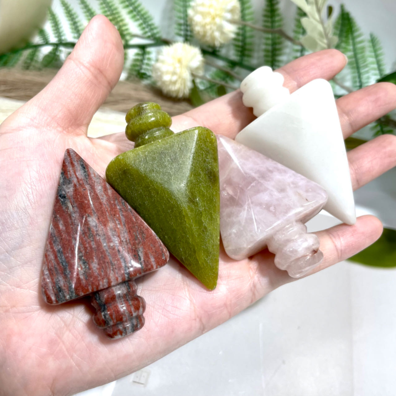 3 Counts Different Material Perfume Bottle Necklace Rose Quartz Lavakite Red Obsidian Healing Stone Home Decoration From IG Crystal