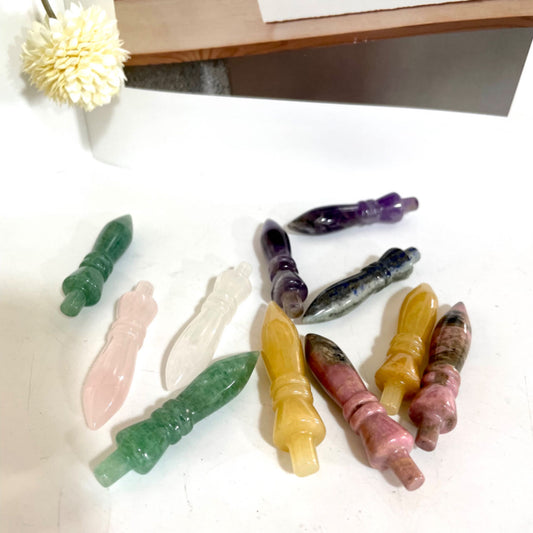IG Crystal Bullet Crystals 10 Counts Rose Quartz Clear Quartz Amethyst Rohdnite Green Aventurine Sodalite Yellow Jade Healing Stone Home decoration