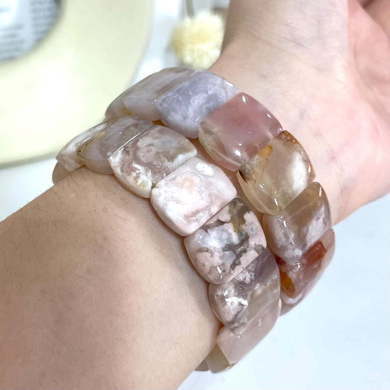 Flower Agate Bracelet Set Energy Healing Crystals Jewelry for Women DIY Bracelet From IG Crystal