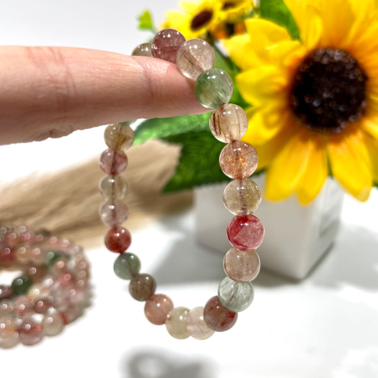 Rabbit Hair Crystal Bracelet 8~12mm Energy Healing Crystals Jewelry for Women DIY Bracelet From IG Crystal