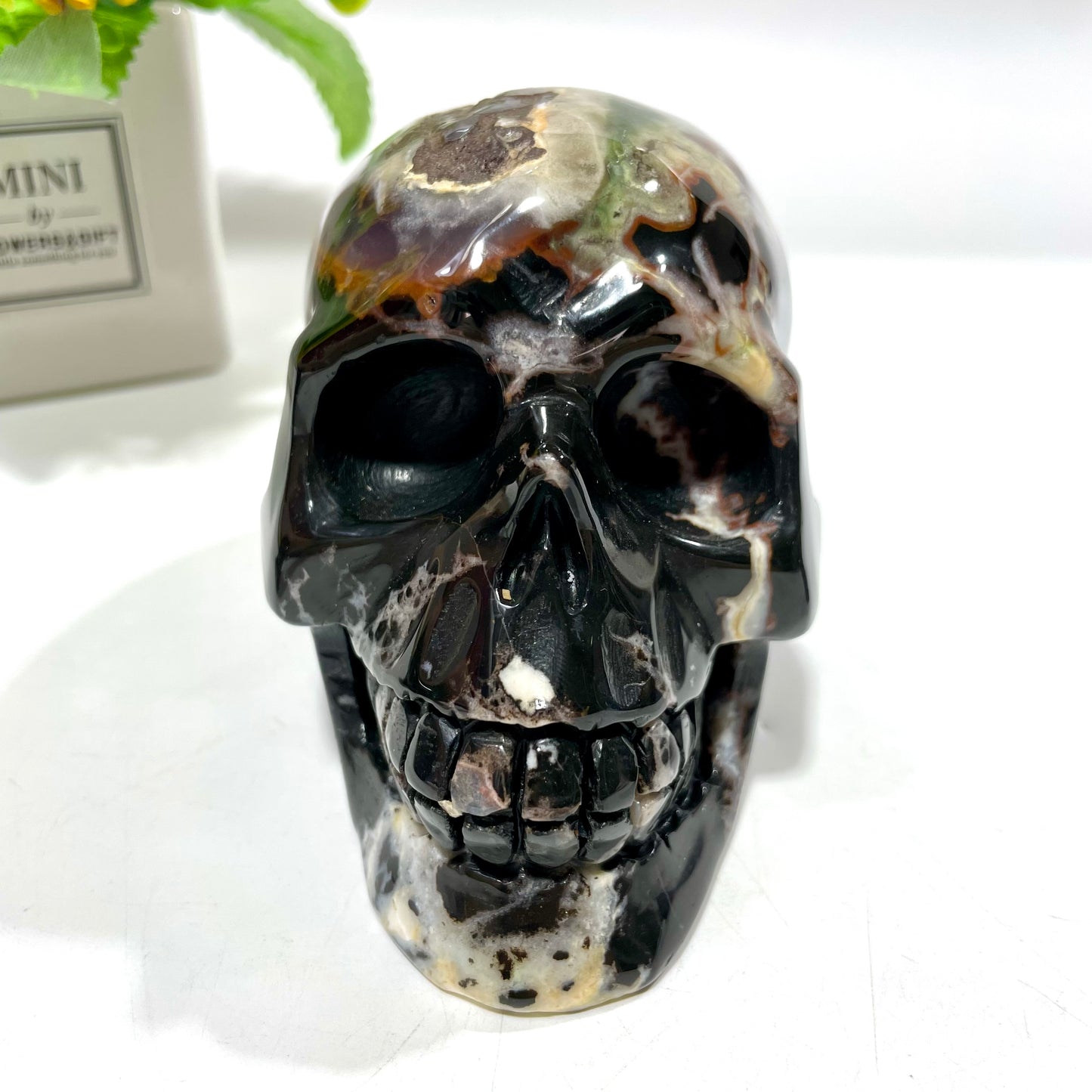 1 Count India Agate Skull Crystal Carving Healing Stones Natural Stone Chakra Balancing Reiki Home Office Decor From IG Crystal