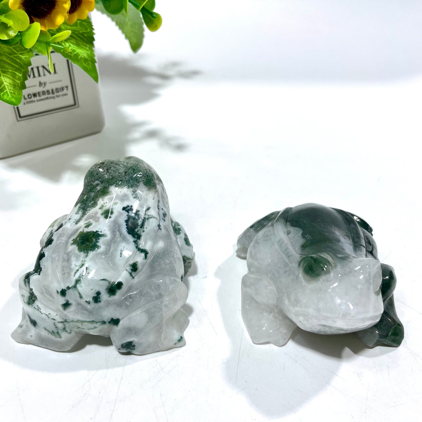 2 Counts Moss Agate Frog Crystal Carving Healing Stones Natural Stone Chakra Balancing Reiki Home Office Decor From IG Crystal