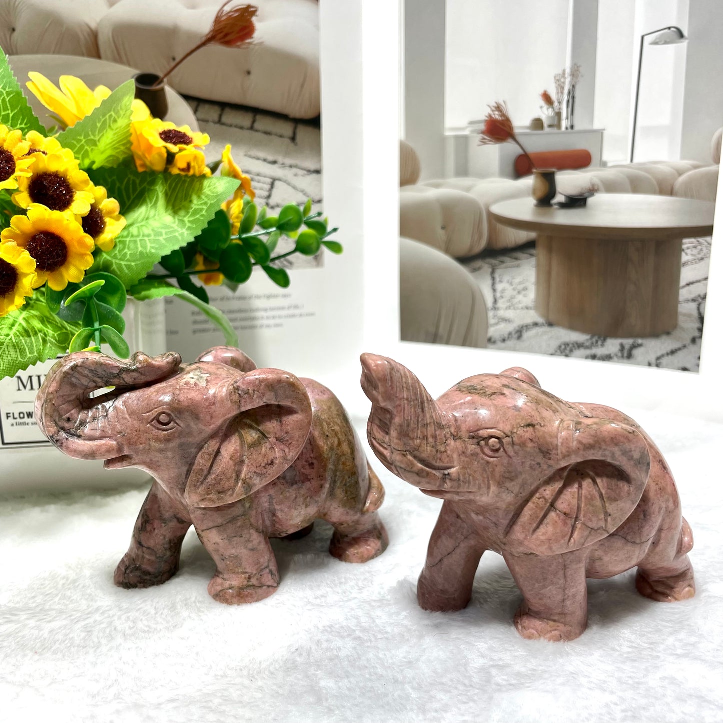 1 Count Rohdnite Animals Crystal Carvings Elephant Dog Hippo Healing Stones Natural Stone Chakra Balancing Reiki Home Office Decor From IG Crystal
