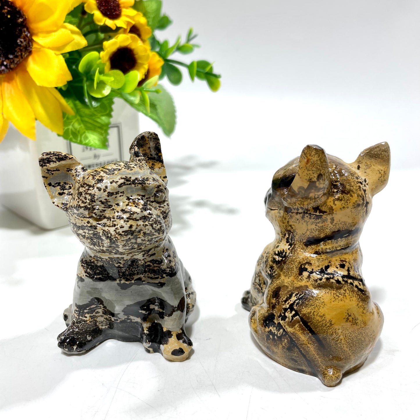 2 Counts Picture Jasper French Bulldog Crystal Carving Healing Stones Natural Stone Chakra Balancing Reiki Home Office Decor From IG Crystal