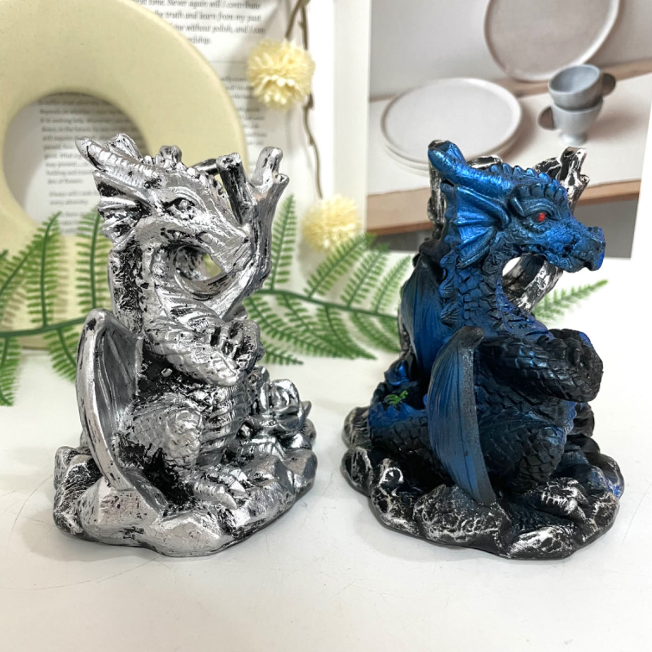 1PCS Branch Dragon Stand Silver Blue Healing Stone Home Decoration For Crystal Ball From IG Crystal