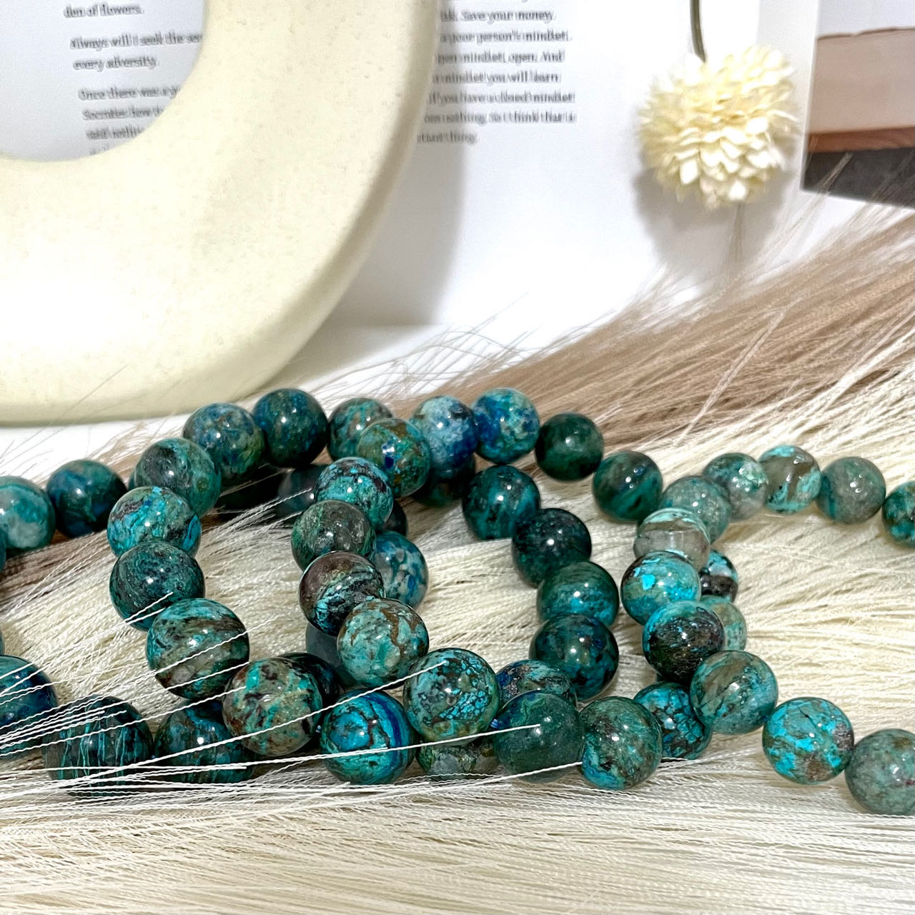 Peru Chrysocolla Bracelet 11~14mm Energy Healing Crystals Jewelry for Women DIY Bracelet From IG Crystal