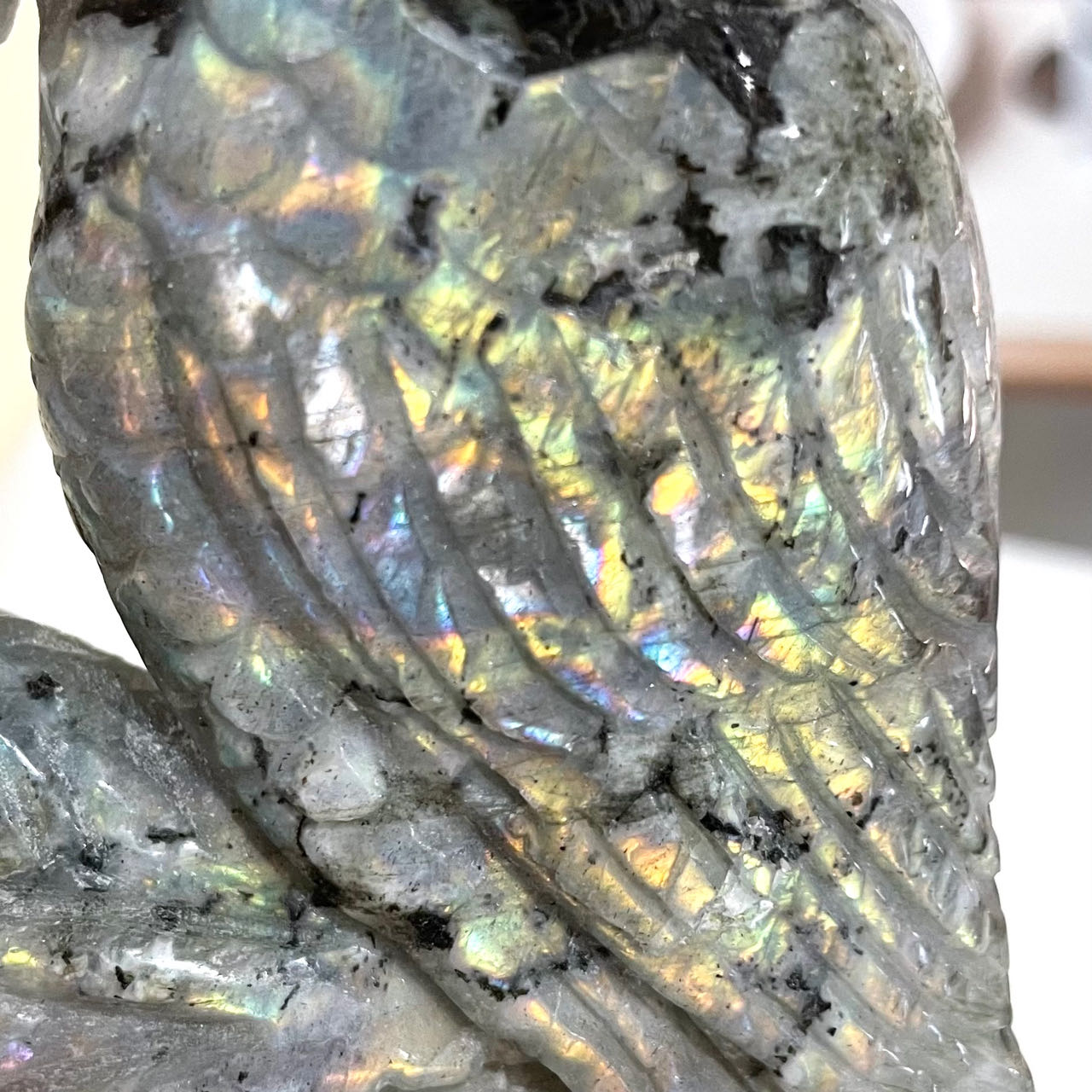 1PCS Labradorite Owl High Quality Hand-Carved Natural Crystal Statue Healing Stone Home Decoration From IG Crystal