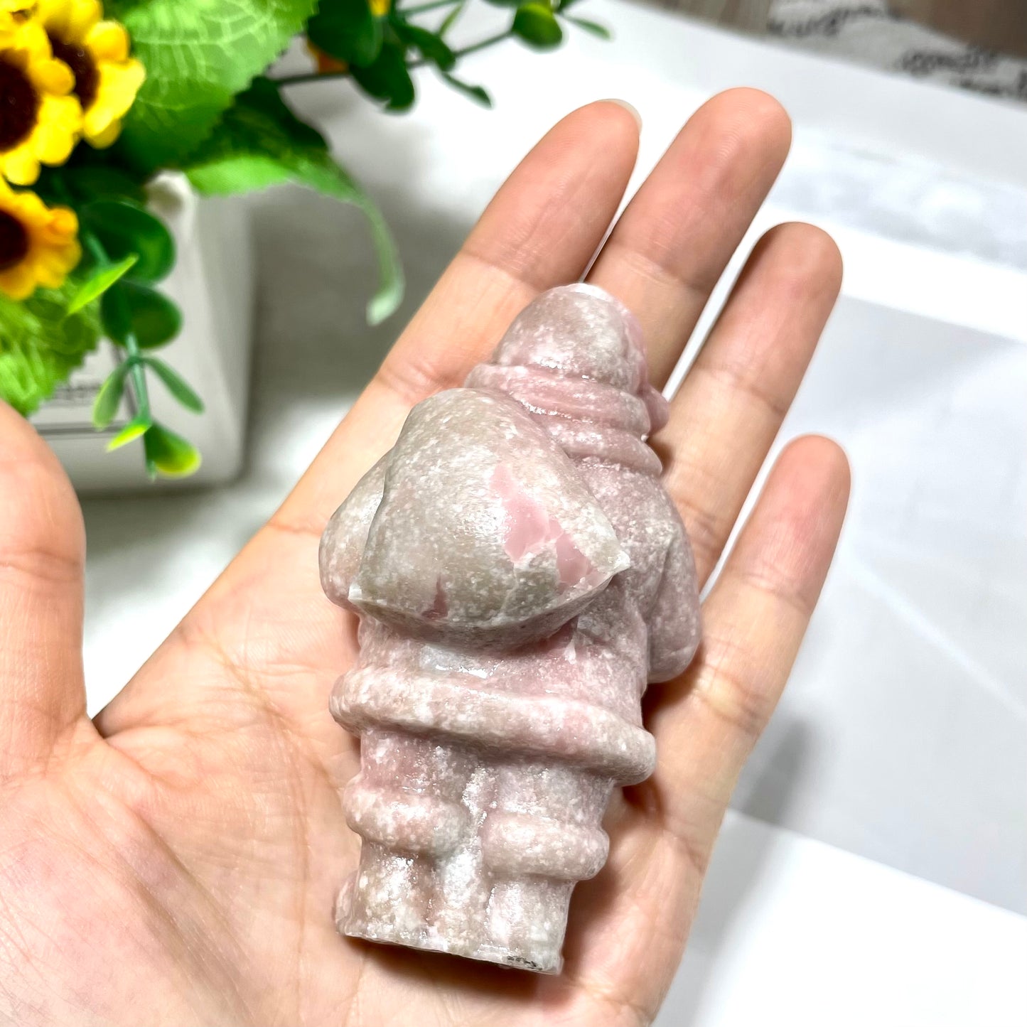 2 Counts Pink Opal Santa Claus Crystal Carvings Healing Stones Natural Stone Chakra Balancing Reiki Home Office Decor From IG Crystal
