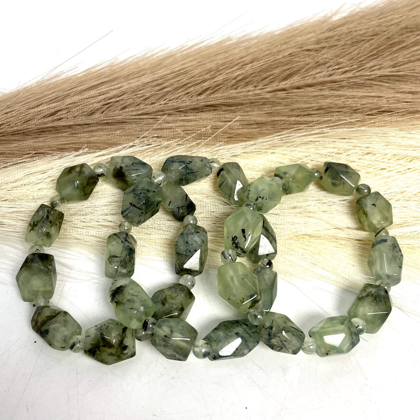 2 Counts Prehnite Bracelets 12~15mm Natural Crystals Healing Crystals Bracelet for Women and Men Teens Crystal Jewelry Shop Pretty Crystals From IG Crystal