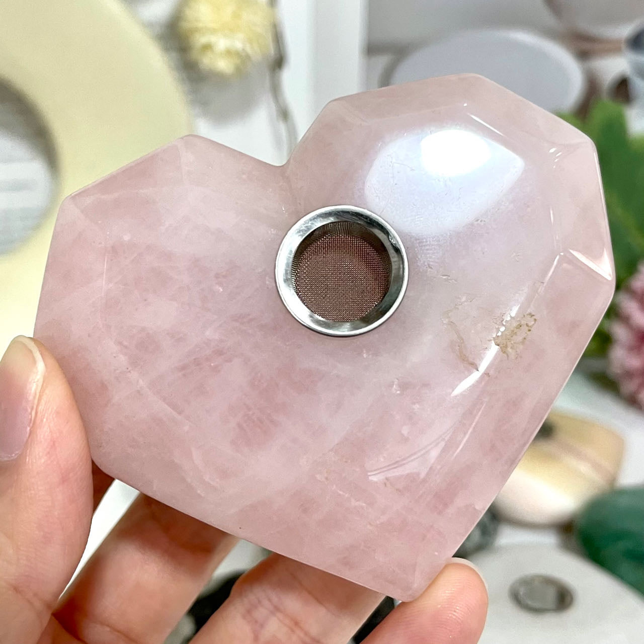 Different Maerail Heart Shape Pipe Stochastic 2PCS Rose Quartz Clear Quartz Black Obsidian Green Aventurine Kiwi Jasper From IG Crystal