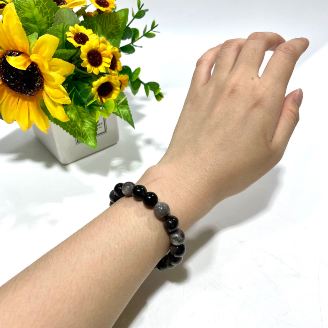 Silver Obsidian Crystal Bracelet 8~10mm Energy Healing Crystals Jewelry for Women DIY Bracelet From IG Crystal
