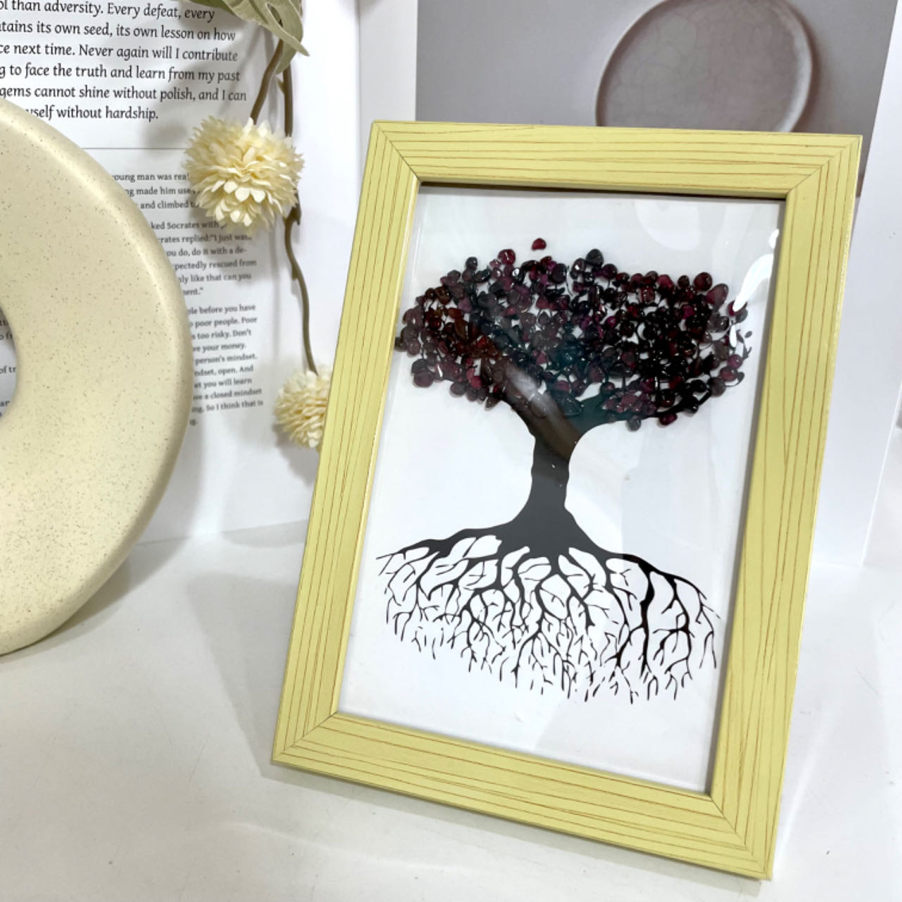 Any 2PCS Crystal Table Decoration With Table Top Stand Frame Rose Quartz Yellow Crystal Amethyst Garnet From IG Crystal