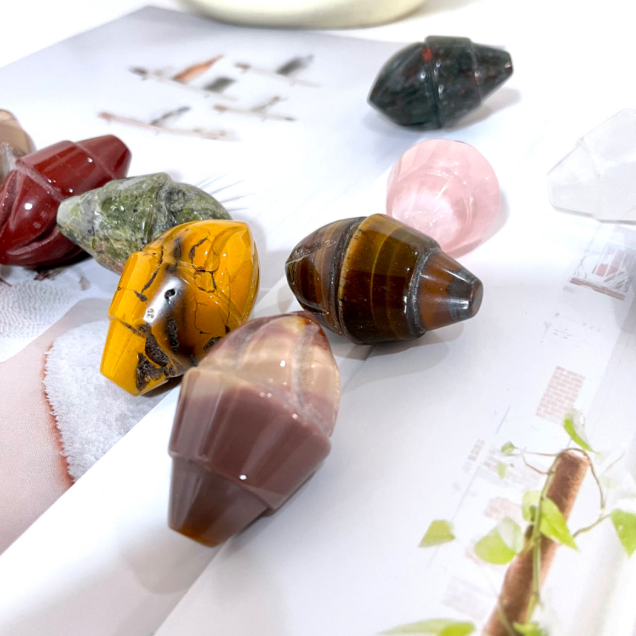 IG Crystal 1.5 Inch High Quality Natural Ice Cream Crystals 10 Counts Healing Stone Home decoration