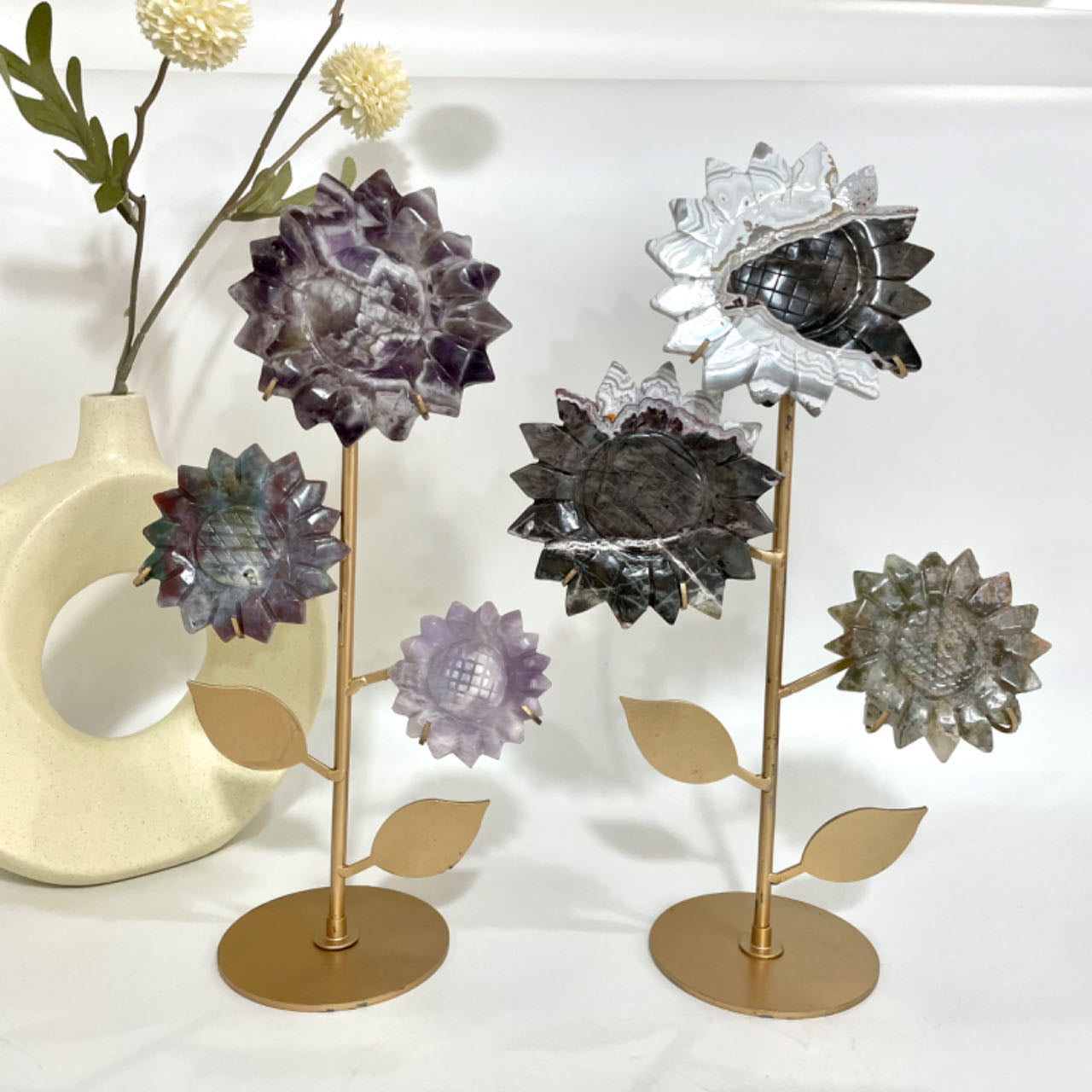 Sunflower Crystal Table Decoration Stochastic 1PCS Flourite Amethyst Rose Quartz Yooperlite From IG Crystal