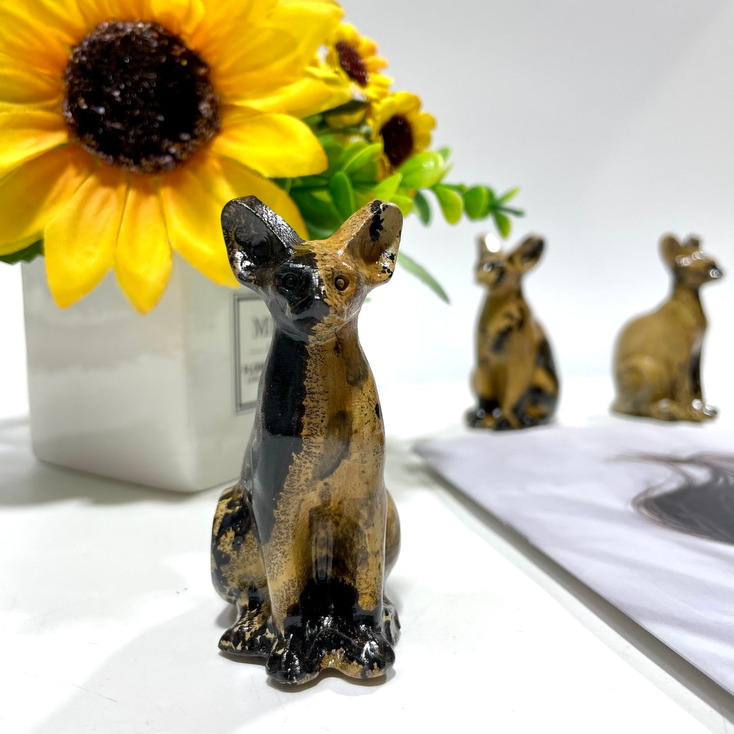 2 Counts Picture Jasper Egypt Cat Sphynx Cat Crystal Carving Healing Stones Natural Stone Chakra Balancing Reiki Home Office Decor From IG Crystal