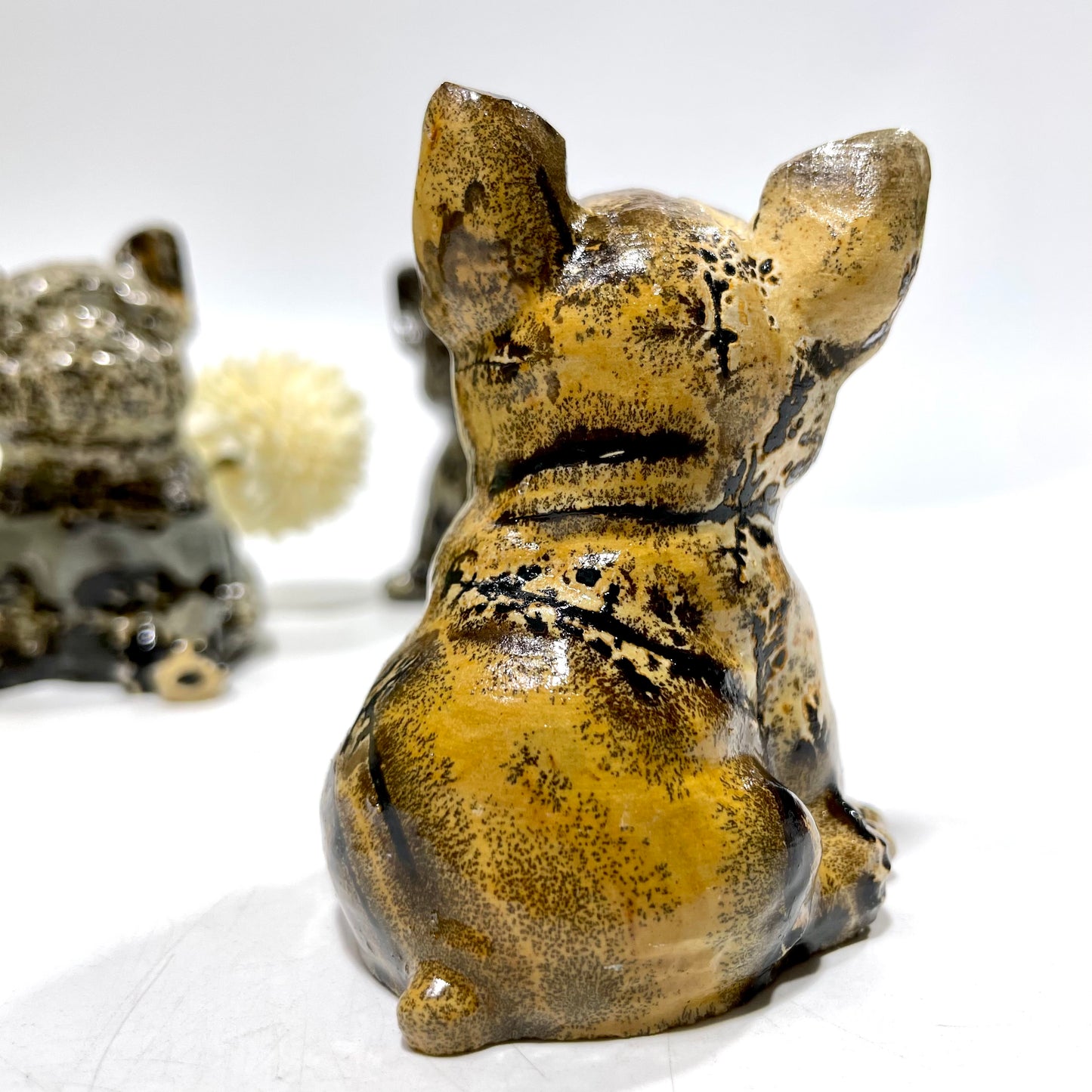 2 Counts Picture Jasper French Bulldog Crystal Carving Healing Stones Natural Stone Chakra Balancing Reiki Home Office Decor From IG Crystal